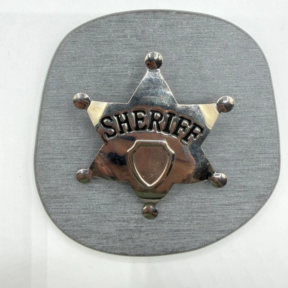 Silver Tone Sheriff Badge Star Brooch Pin Western Cowboy Costume Jewelry Gift